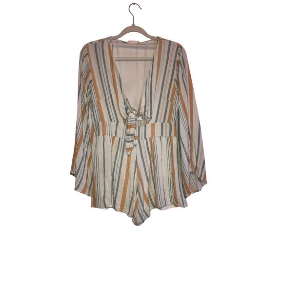 Altar'd State striped summer tie-front romper size small - Picture 1 of 6